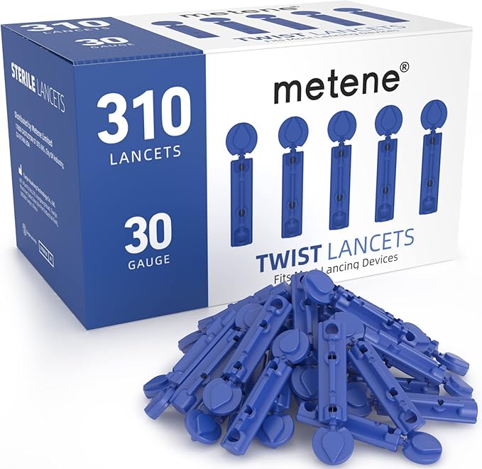 Metene TD-4116 Blood Glucose Monitor Kit & Metene Twist Top Lancets for Lancing Devices