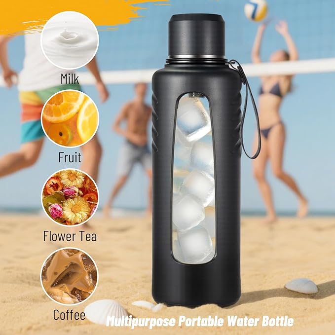 67oz Half Gallon Water Bottle,Anti-Scalding and Anti-Slip Big Water Bottle,Tea and Water Separation Independent Compartment,Water Jug for Men,Suitable for Gym, Climbing, Camping