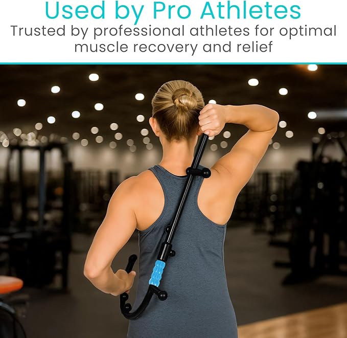 Vive Massage Cane with Roller - Interchangeable Heads - Trigger Point Tool - Neck, Back, Shoulder, Muscles Massager Handheld - Manual Self Massager - Muscle Knot Remover - Deep Tissue Pain Relief
