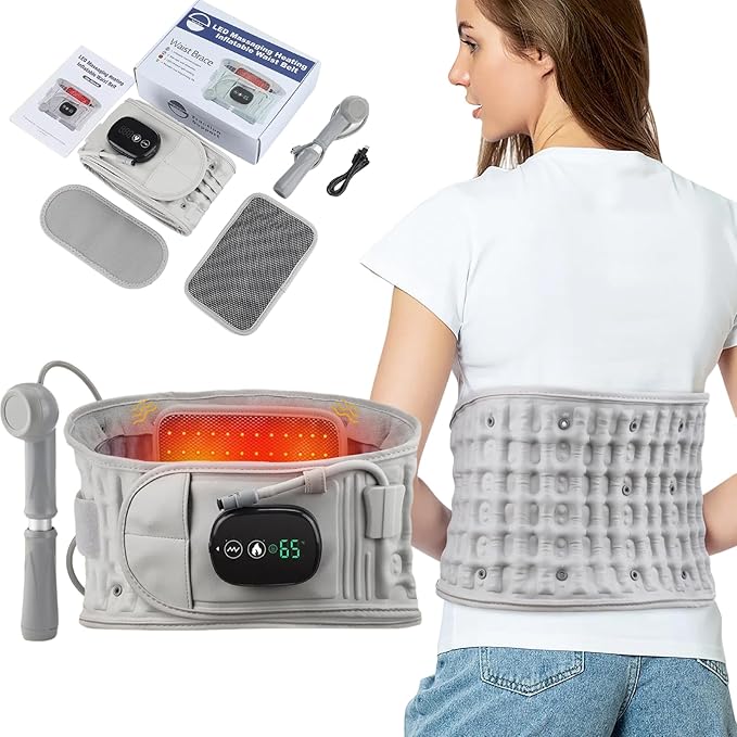 Aimery 2025 Upgraded Version 3-in-1 Sciatica Belt，Decompression Back Belt with Red Light Heating and Massage, Back Reliever, Inflatable Back Brace for Spinal Lumbar Woman Men Heating Pad (1)
