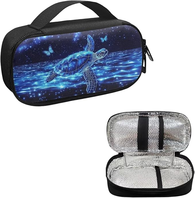 Turtle Butterfly Insulin Cooler Travel Case Large Capacity Diabetic Medication Travel Cooling Bag for Insulin Pens and Other Diabetic Supplies Easy to Use & Carry