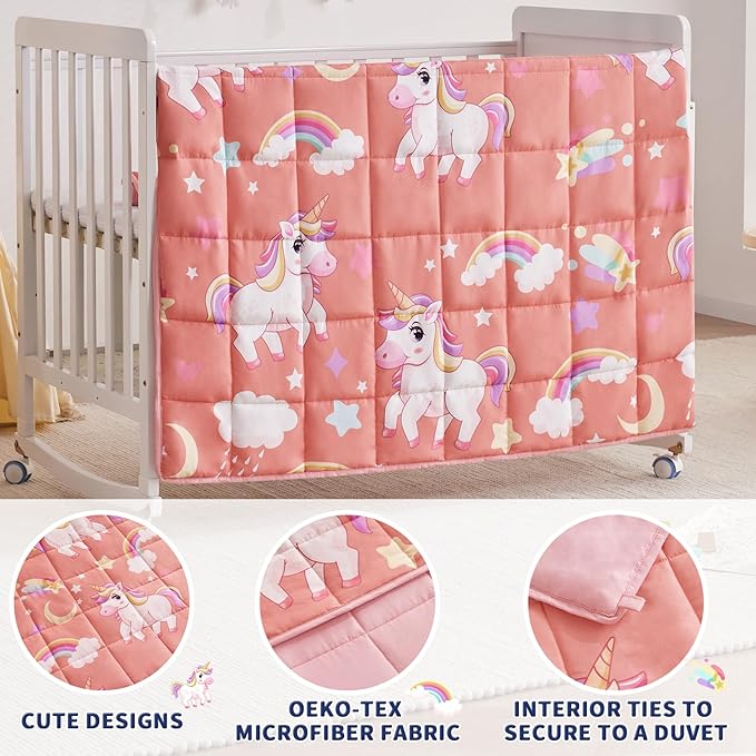 anfie Weighted Blanket Kids(36"x48" 3lbs) Weighted Blanket Cooling Blanket for Sleeping,Throw Size Breathable Blanket with Premium Glass Bead(Red Unicorn)