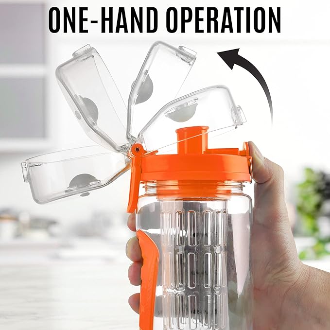 Zulay Fruit Infuser Water Bottle - 34oz - Leakproof With Full-Length Infusion Rod - Men Women's Ideal Fitness Gift Or For Gym, Camping
