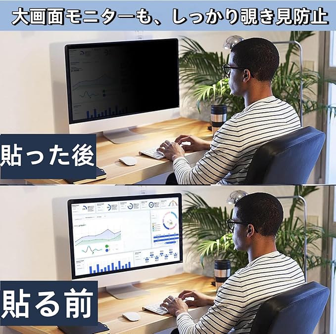 23.8 Inch Anti-Spy Privacy Screen Filter for Laptop and PC Monitor 16:9, Blue Light Blocking Anti-Glare Protector Film, Reversible Easy Install Slide-Mount Design (23.8 Inch Widescreen(16:09))