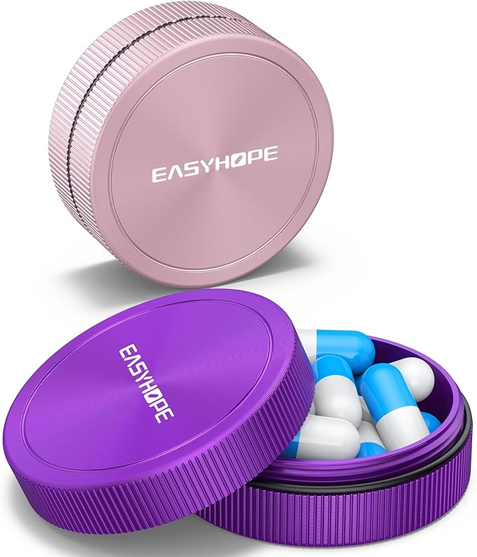 Small Pill Box & Earplug Case, (2 Pack) Metal Aluminum Alloy Waterproof Mini Travel Medicine Organizer - Portable Container, Hold Jewelry Vitamins, Fish Oil - Compatible with, Loop, Vibes, Eargasm