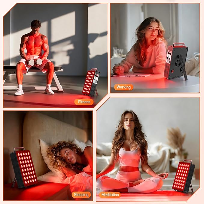 Red Light Therapy Panel 5 Wavement 40 Dual Chip High-Efficiency LEDs 630+660+810+830+850nm Red and Near Infrared Lamp Therapy Device 60W Timer & Stand for Body Pain Relief Face Skin Health