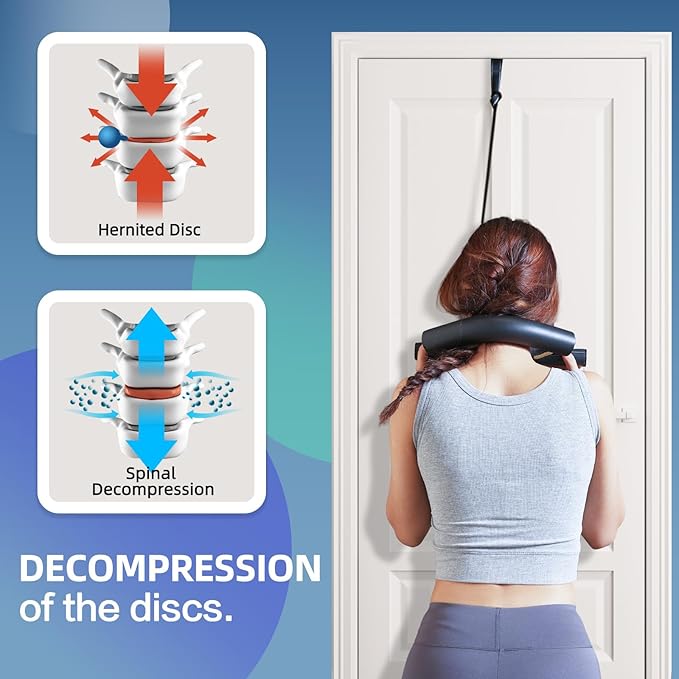 Cervical Traction Device for Neck Pain Relief, Over The Door Neck Stretcher to Restore Natural Curve, Home Use Cervical Neck Traction (Thick)