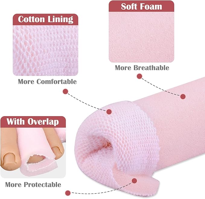 Ultrassist Toe Sleeve with Overlap Small Size 5/8" Inner Diameter 36" Roll, Sponge Toe Protectors for Blisters, Bunions, Corns