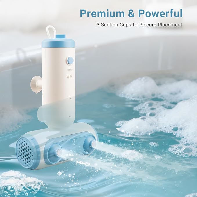 Portable Jet Spa for Bathtub - Electric Bath Jets for Tub with Dual Hydro Massage Nozzles & Soothing Bubbles, Adjustable Whirlpool Effect for Relaxing Home Spa Experience (blue and milky white)