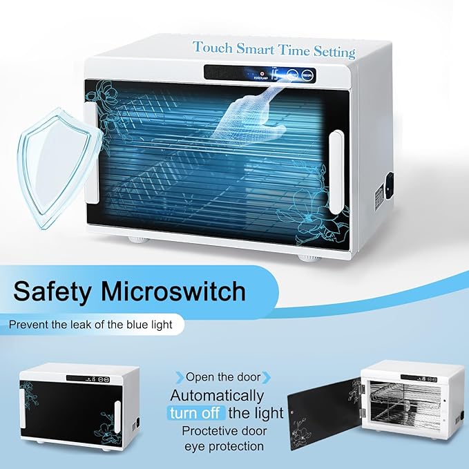 Nail Tool Cleaning Machine 12L High Capacity Cleaning Cabinet Salon Tools Cleaning Box with Touch Timer Setting for Esthetician, Manicurist, Spa, Tattoo, Barber&Salon
