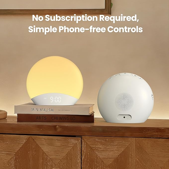 REACHER R7APP Smart Sunrise Alarm Clock with App Control, Custom Wake & Sleep Routines - Multi Sunrise Color, White Noise Sound Machine, Dimmable Display | Night Light, Screen-Free Sleep