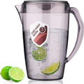 HOMQUEN Plastic Pitcher, 60 Oz/1.8L Water Carafe with Lid, Iced Tea Pitcher, Jar Pitcher, Jug with Handle for Tea, Juices, Milk, Cold or Hot Beverages (1 Pack/Gray)