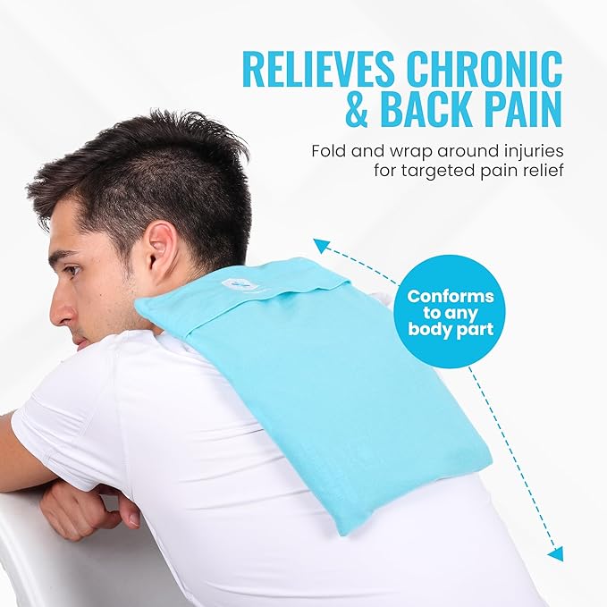 ICEWRAPS 10" x 14" Reusable Ice Pack with Soft Fabric Cover, Flexible Cold Therapy Clay Pack for Knee & Back Swelling, Injury & Chronic Pain Relief – FSA-HSA Eligible