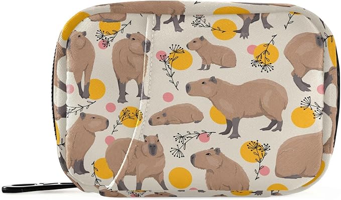 Pill Box Capybara 7 Day Pill Case Travel Pill Organizer Bag with Zipper Portable Weekly Vitamin Medicine Supplement Holder Pouch Bag