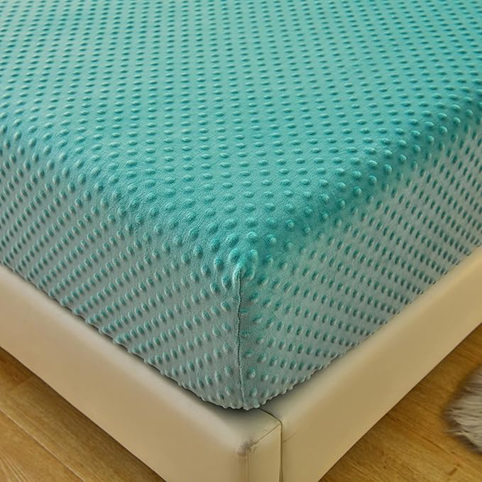 ZIQINPSQ Coral Velvet Fitted Sheet-Thickened Cold-Resistant and Warm Bed Sheets-Soft Velvet Fleece Fitted Sheets with-Elastic All Around. (Aqua, Full)