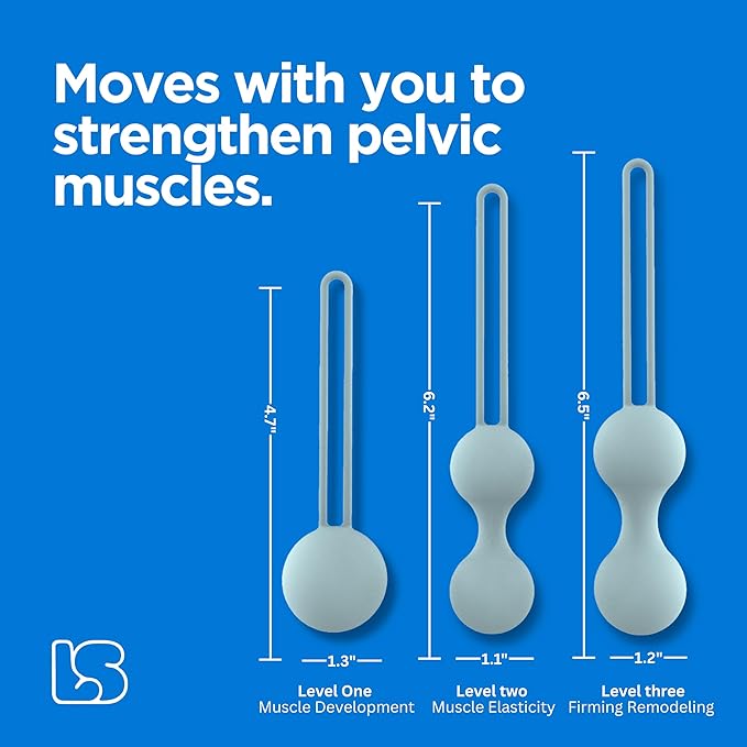 Set of 3 Silicone Kegel Weights – Pelvic Floor Strengthening Kit for Women – Comfortable & Discreet Design – Beginner to Advanced Levels Includes 1.3 Oz LS Glide and Storage Bag