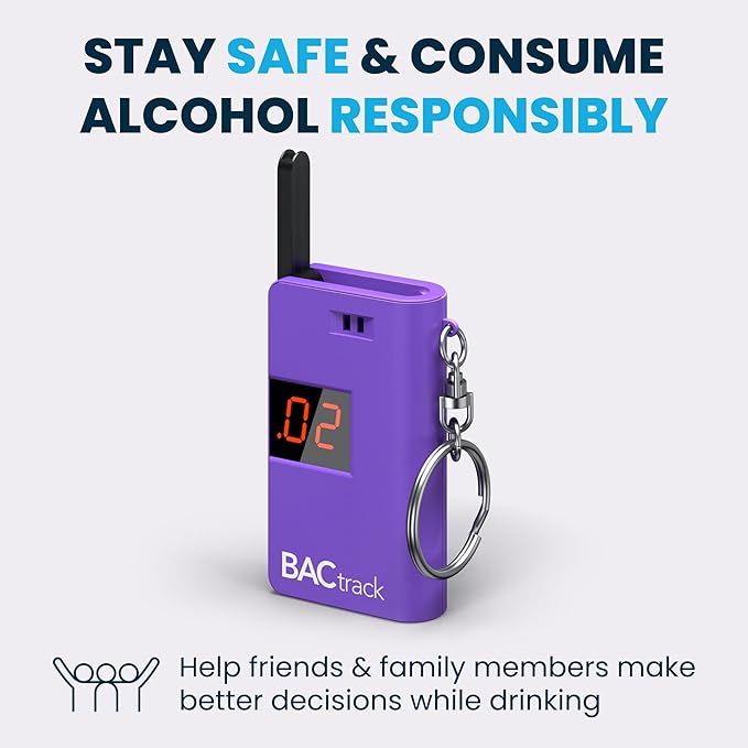 BACtrack Keychain Breathalyzer (Purple) | Ultra-Portable Pocket Keyring Alcohol Tester for Personal Use