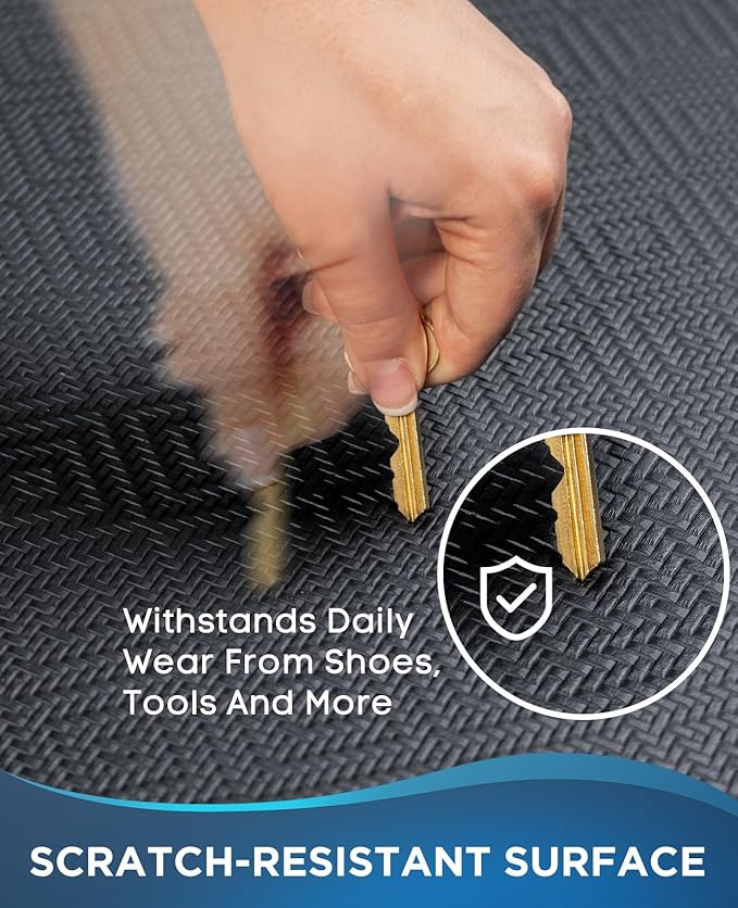 Ophanie Kitchen Mats for Floor, 3/4 Inch Thick Kitchen Rugs, 20'' x 60'' Anti Fatigue Standing Cushioned Mat, Waterproof,Comfort Ergonomic Mat for Office, Home, Sink, Black Non-Slip Bottom