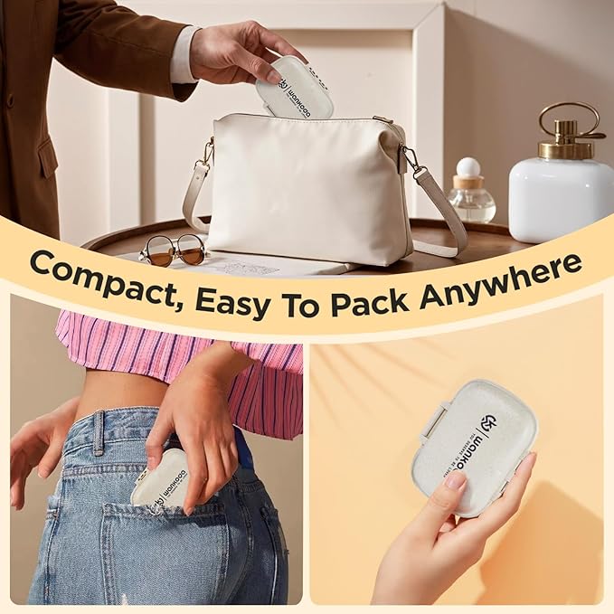 Portable Travel Pill Organizer - Pill Case for Daily Vitamins & Medications