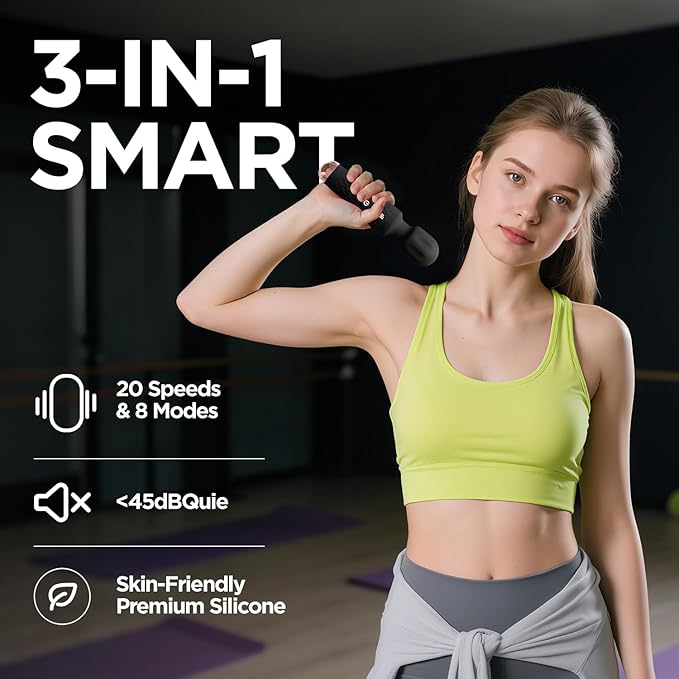 Personal Massager - 4H Max Runtime & Ultra-Quiet - Waterproof - 20 Modes 8 Speeds for Deep Tissue Back Massage, Post-Workout Recovery and Neck Muscle Relaxation（LX-Blcak）