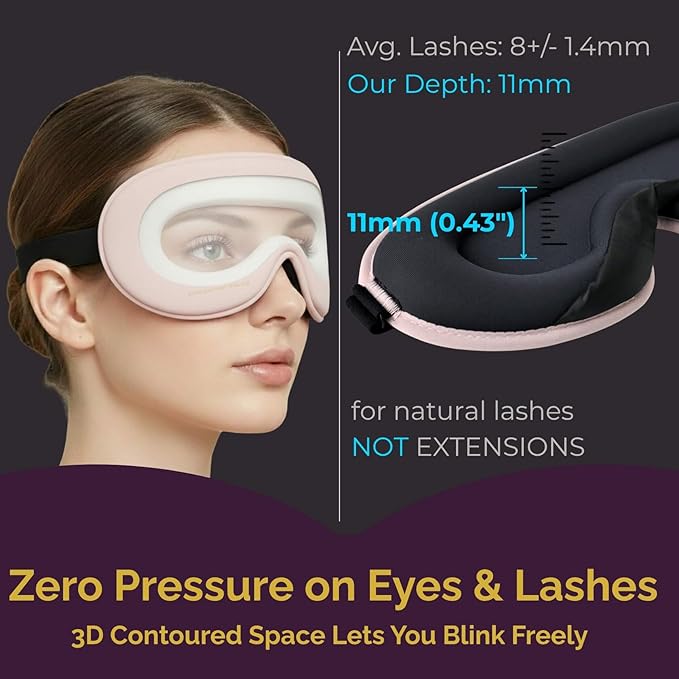 Sleep Masks for Women Lash Friendly - 100% Blackout Eye Masks for Sleep - Zero Eye Pressure Sleeping Mask for Naps, Travel & Meditation, Adjustable & Soft - Dusty Rose Pink