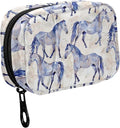 Fustylead Watercolor Hand Draw Beautiful Horses Pill Organizer for Purse, Weekly Portable Pill Box with Zipper to Storage Vitamins Fish Oils Medications Supplements
