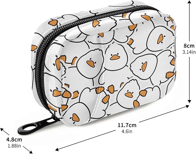 Pill Box Cute Duck 7 Day Pill Case Travel Pill Organizer Bag with Zipper Portable Weekly Vitamin Medicine Supplement Holder Pouch Bag