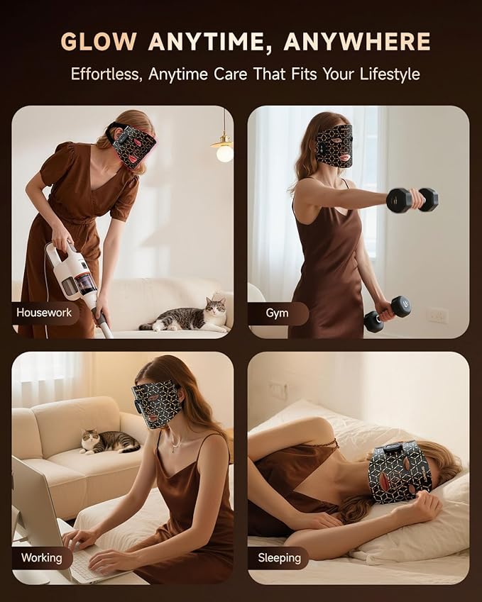 Red Light Therapy Mask for Face, 4 Modes Wireless Remote LED Face Mask Light Therapy, 850nm Near-Infrared & Red Light, 272 LEDs, Anti-Aging Skin Rejuvenation Device for Home or Travel Gift for Women