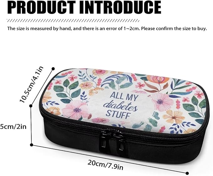 Rnyleeg All My Diabetes Stuff Insulin Cooler Travel Case Diabetic Medication Insulated Cool Organizer for Blood Sugar Test Strips, Medication, Glucose Meter, Pills, Tablets