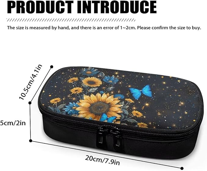 Blue Butterfly Sunflower Insulin Pen Cooler Travel Case with Handle Daily Life and Trip Storage Bag for Glucose Meter and Other Diabetic Supplies Easy to Use & Carry
