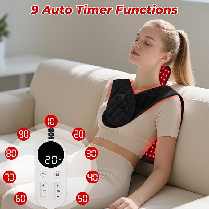 Cholas Red Light Therapy for Body, 3-in-1 Near Infrared Red Light Therapy for Shoulder Back Neck, 660nm and 850nm Wearable Red Light Pad with 3 Light Modes, for Office Home Use,Gift for Men Women