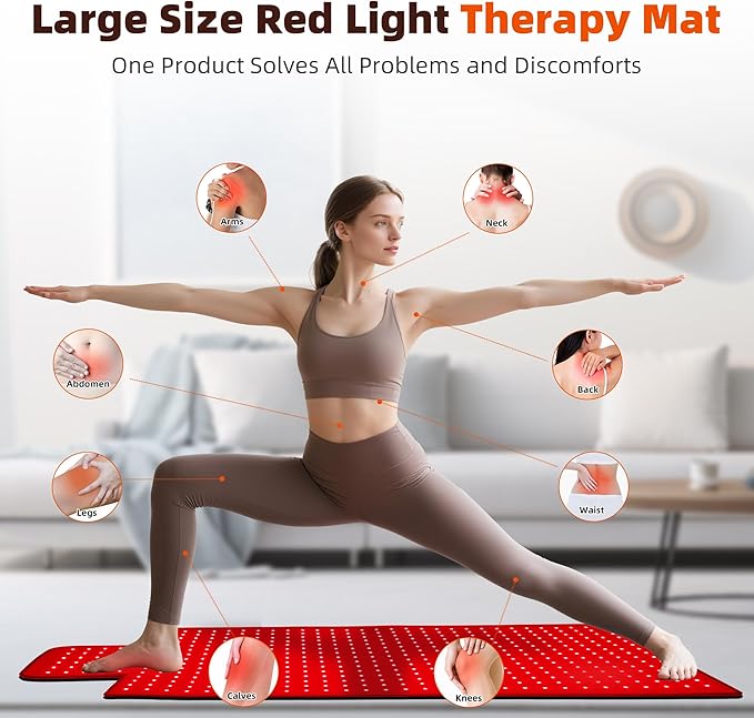 Red Light Therapy Mat for Body 42"x16", 480 LEDs Infrared Light Therapy Pad with Dual Wavelengths 660nm & 850nm for Back Shoulder Abdomen Area, Pulse Modes, Timer & Intensity Control