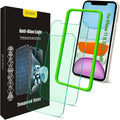 Blue Light Screen Protector for iPhone 11, iPhone XR (6.1") HD Anti Blue Light Blocking Tempered Glass Film, Eye Protection,Case Friendly, No Bubbles, with Easy Installation Kit, 2 Pack