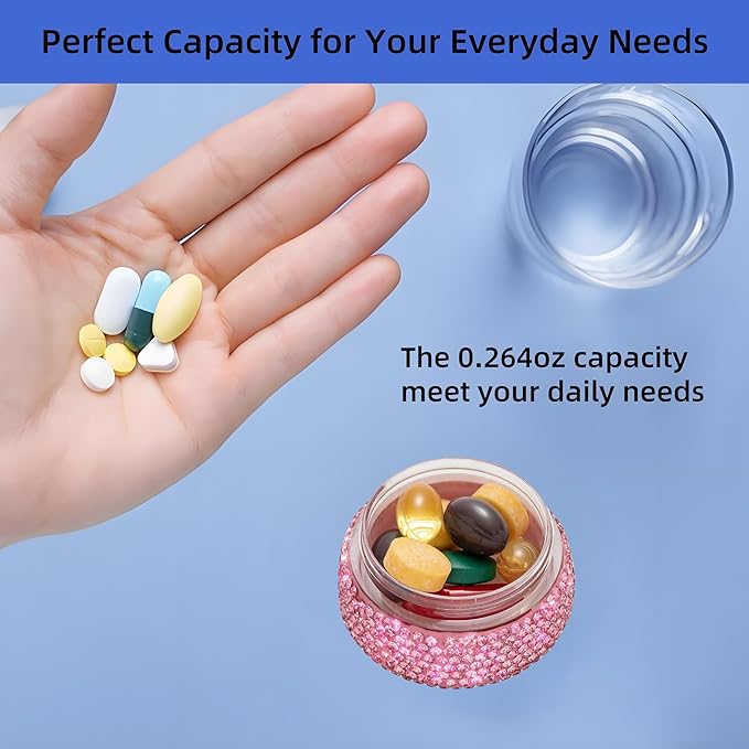 Pill Organizer Travel Medicine Supplement Organizer Weekly Pill Box 7 Day Daily Vitamin Cases Portable Stackable Pill Caddy for Women(Pink)