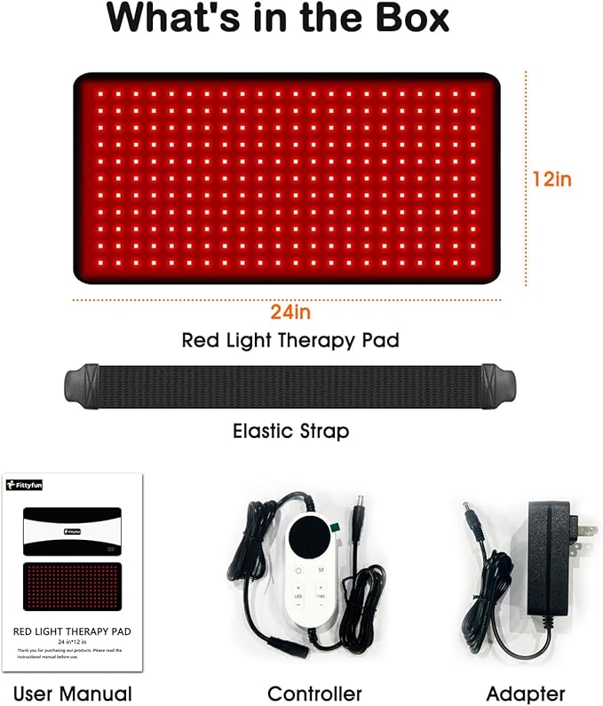 Red Light Therapy for Body, 24"x12" Large Near Infrared Light Therapy Belt, 242 Tri-Chip LEDs Red Light Therapy Mat for Back Pain Relief, 660nm & 850nm Dual Wavelength Therapy Pad, Max 35W