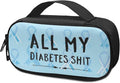 Rnyleeg All My Diabetes Shit Insulin Cooler Travel Case Blue Ribbon Insulin Bag for Diabetes Portable Medicine Travel Case for Insulin Pen
