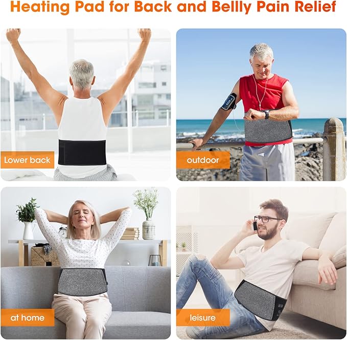 Heated Waist Belt,Heating Pad for Low Back and Belly, Women’s Cordless Heating Belt for Period Cramps - Rechargeable & Slim Design