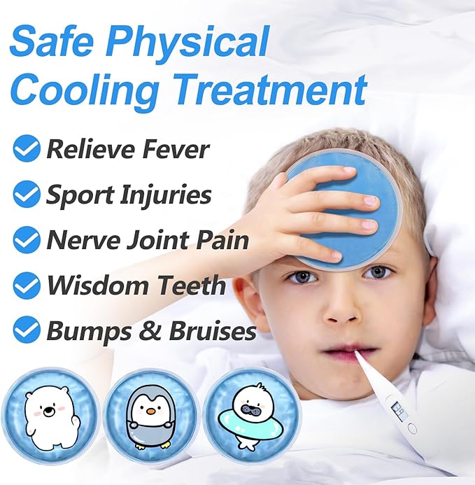 Large Kids Ice Packs for Boo Boos, 3 Packs Toddler Gel Ice Packs Wrap for Injuries Reusable, Hot Cold Compress for Children's Fever Pain Relief, Wisdom Teeth, First Aid, Bumps & Bruises