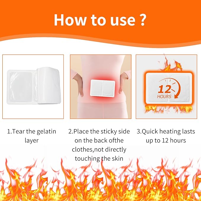 Body Warmers Back Heat Patches - Large Size Adhesive Heating Patches Disposable Heat Therapy Patch for Back and Shoulder, Air Activated Patch -Up to 12 Hours of Heat
