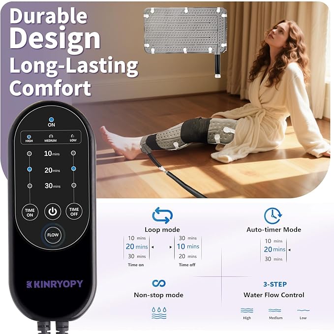 Cold Therapy Machine with Programmable Timer, Portable Ice Machine for Hip After Surgery, Hip Replacement Pad Recovery System, Extended Coverage Back/Full Knee