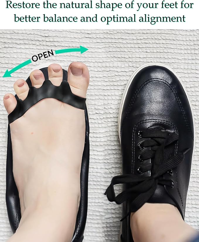 4PCS Silicone Toe Separators to Correct Toes Alignment for Women and Men, Toe Spacers Straightener for Bunion Relief, Hammertoes and Overlapping Toes (Large)