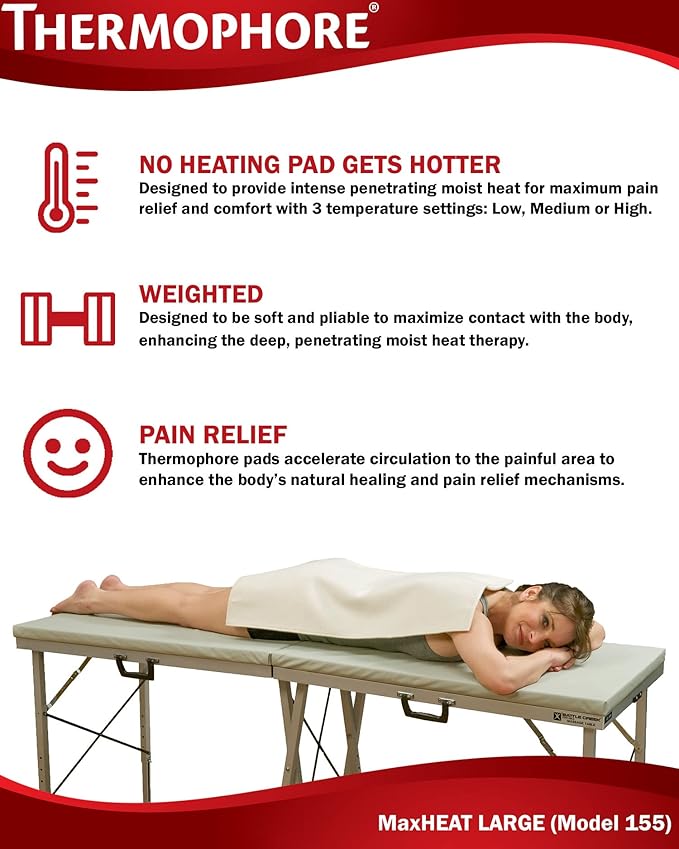 Thermophore MaxHEAT Automatic Moist Heat Pack - Large Coverage Model #155 for Deep, Soothing Pain Relief