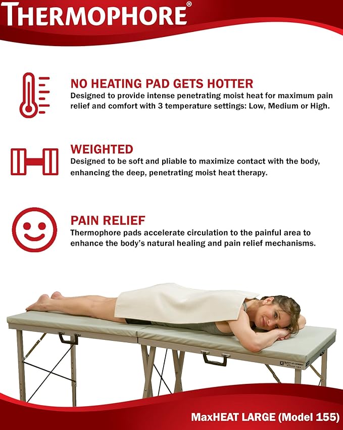 Thermophore MaxHeat Arthritis Pad Moist Heating Pad Size Large 14" x 27" - Model 155