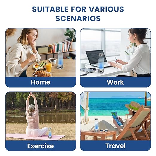 Hydrogen Water Bottle Generator, 450ml Portable Water Ionizer With SPE PEM Technology, Rechargeable Hydrohealth Machine for Home, Office