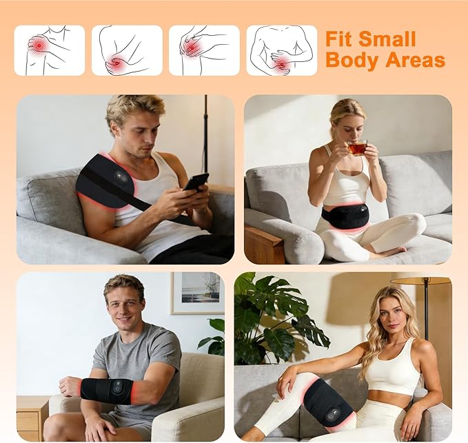 Red Light Therapy Pad for Body, 660nm & 850nm Light Therapy Wrap with Dual Straps, 5-Level Adjustable Heating for Back Waist Shoulder Knee,Portable Red Light Belt(Battery Powered Version）