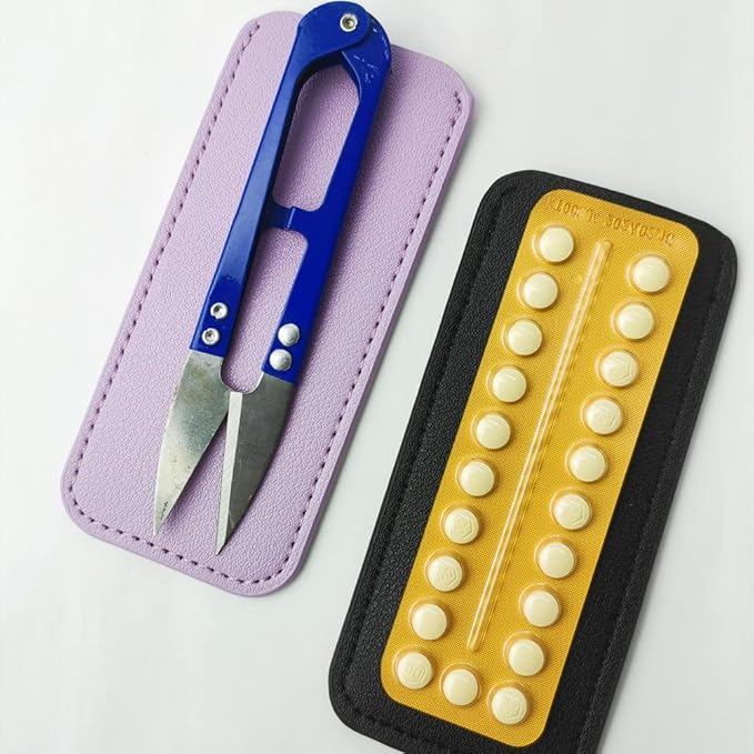 Birth Control Pill Case Holder for Mini Pill Packets 5cm x 11cm (Purple)