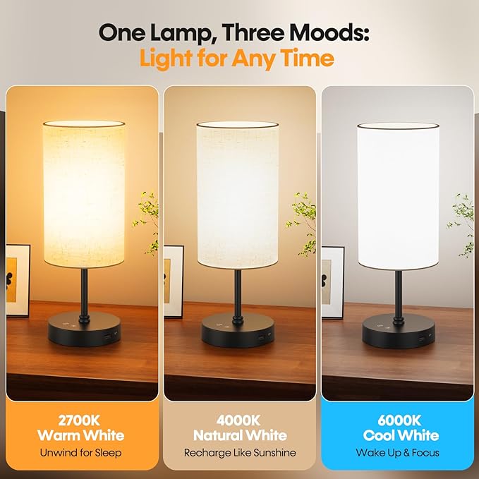 NIORSUN Light Therapy Lamp,10000 Lux Sun Lamp with Remote,3 Color Temperatures & Stepless Dimming,Happy Sunlight Lamp with USB C & A Ports,UV-Free Full Spectrum Light for Home, Office