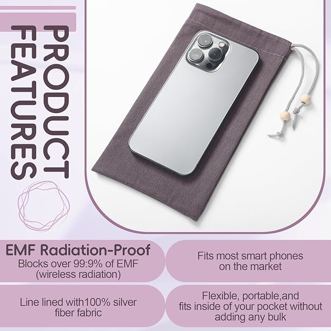 3 Pcs Emf Blocking Phone Case Emf Shield Sleeve Protection Cell Phone Pouch Fits in Pocket Smartphone Case Shield Bag Defense Against Signal Intrusion GPS and Signal, 7.5" x 4"(Gray)