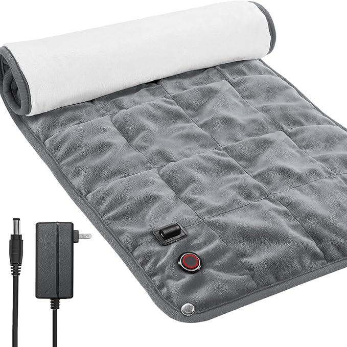 OKK Weighted Heating Pad, 12V Heating Pad for Back Pain Relief, 33"x17" Extra Large Full Body Portable Weighted Heated Pad for Cramps Neck Shoulder, 2lb, 3 Heat Settings, 3 Hours Auto Off Heat Pad
