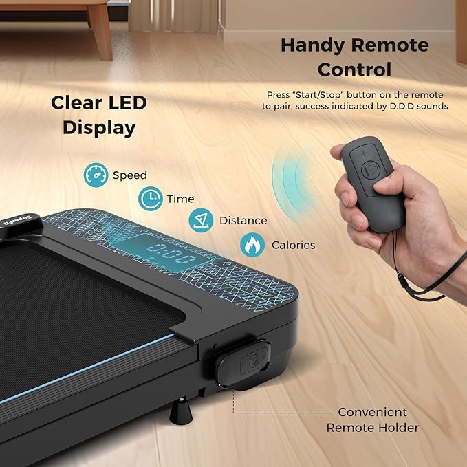 GYMAX Walking Pad, 3 in 1 Free-Assembly Under Desk Treadmill with 300lbs Capacity & LED Display, 2.25HP Portable Compact Treadmill Running Machine for Small Space Home Office